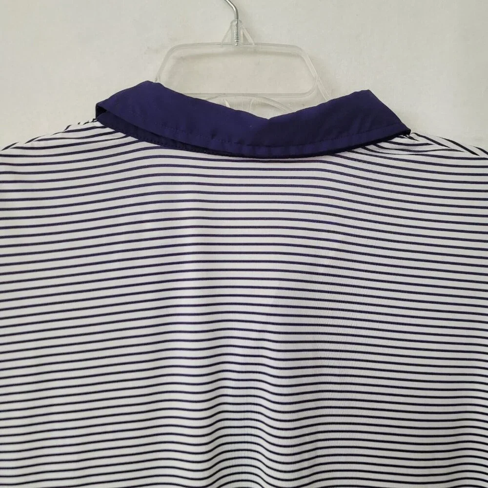 Ralph Lauren RLX Golf Polo Mens XL Performance Blue Striped Richland Course Logo